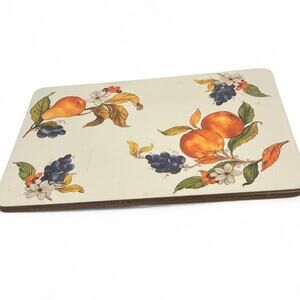 Vintage Set of 4 Sur La Table Frutta Cork Placemat Dining Kitchen Fruit 80's